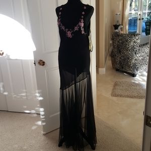 Black and pink evening gown